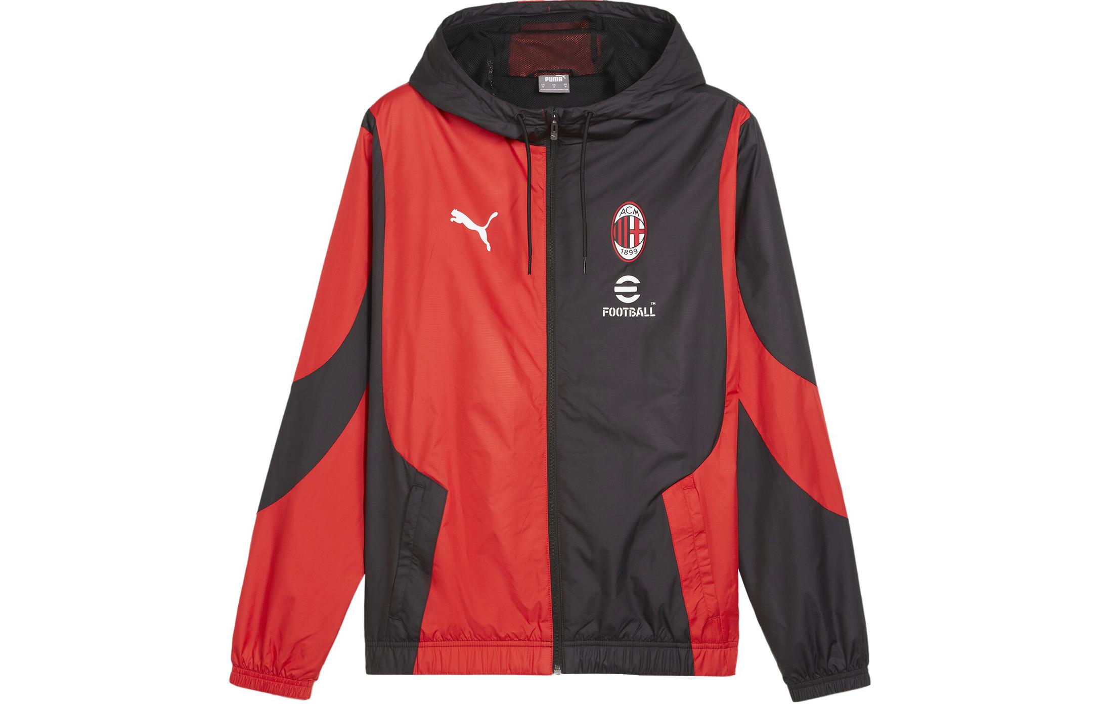 Puma ACM Pre-Match Colorblock Full-Zip Hoodie Jacket Men’s Black/Red 774026-01