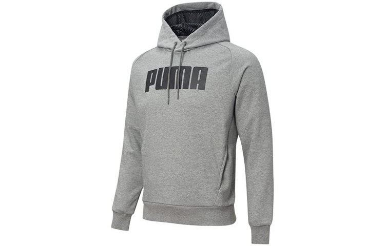 Puma Active Retro Logo Pullover Hoodie Men’s Casual Sportswear Gray 582682-03