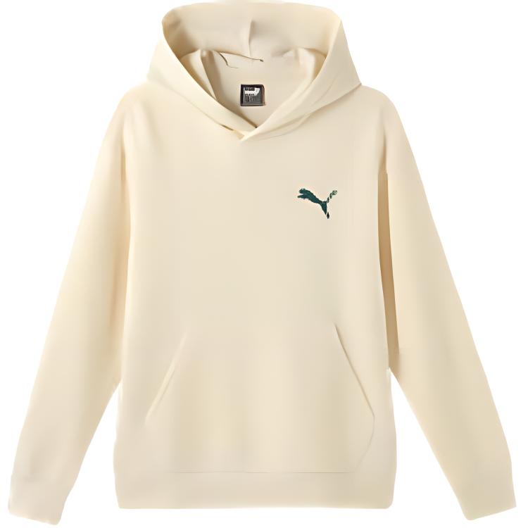 Puma Almond Logo Print Hoodie with Fleece Lining Casual Style 631729-87