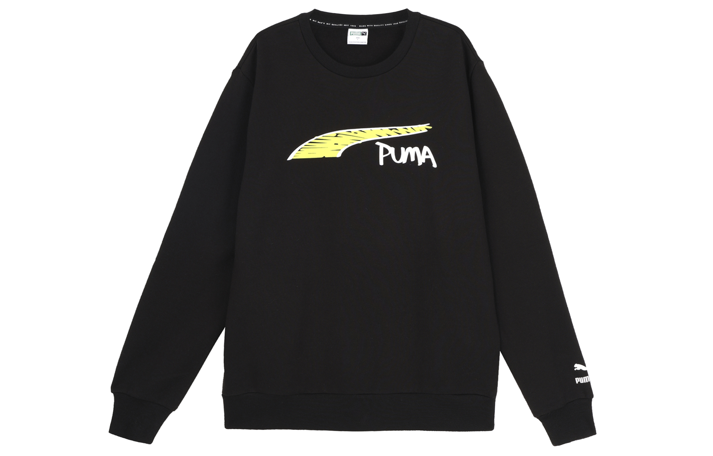 Puma Alphabet Logo Print Crewneck Sweatshirt Unisex - Black 535045-01