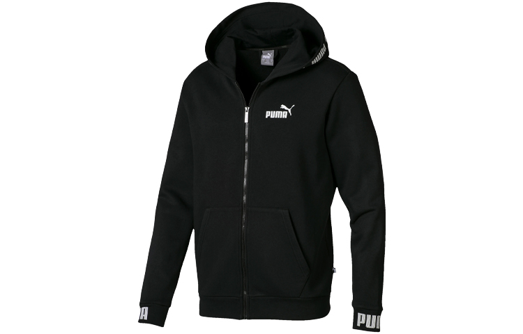 Puma Amplified Logo Black Hoodie Jacket Casual Sportswear 854738-01