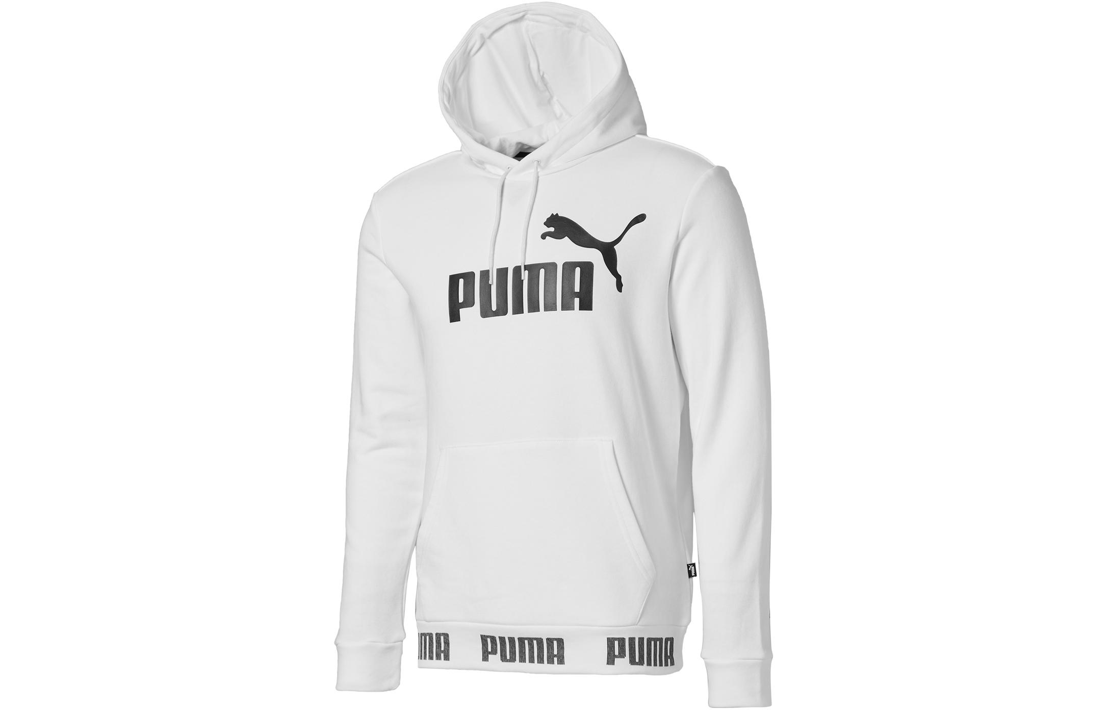Puma Amplified Retro Logo Hoodie White Casual Long-Sleeve Pullover 844793-02