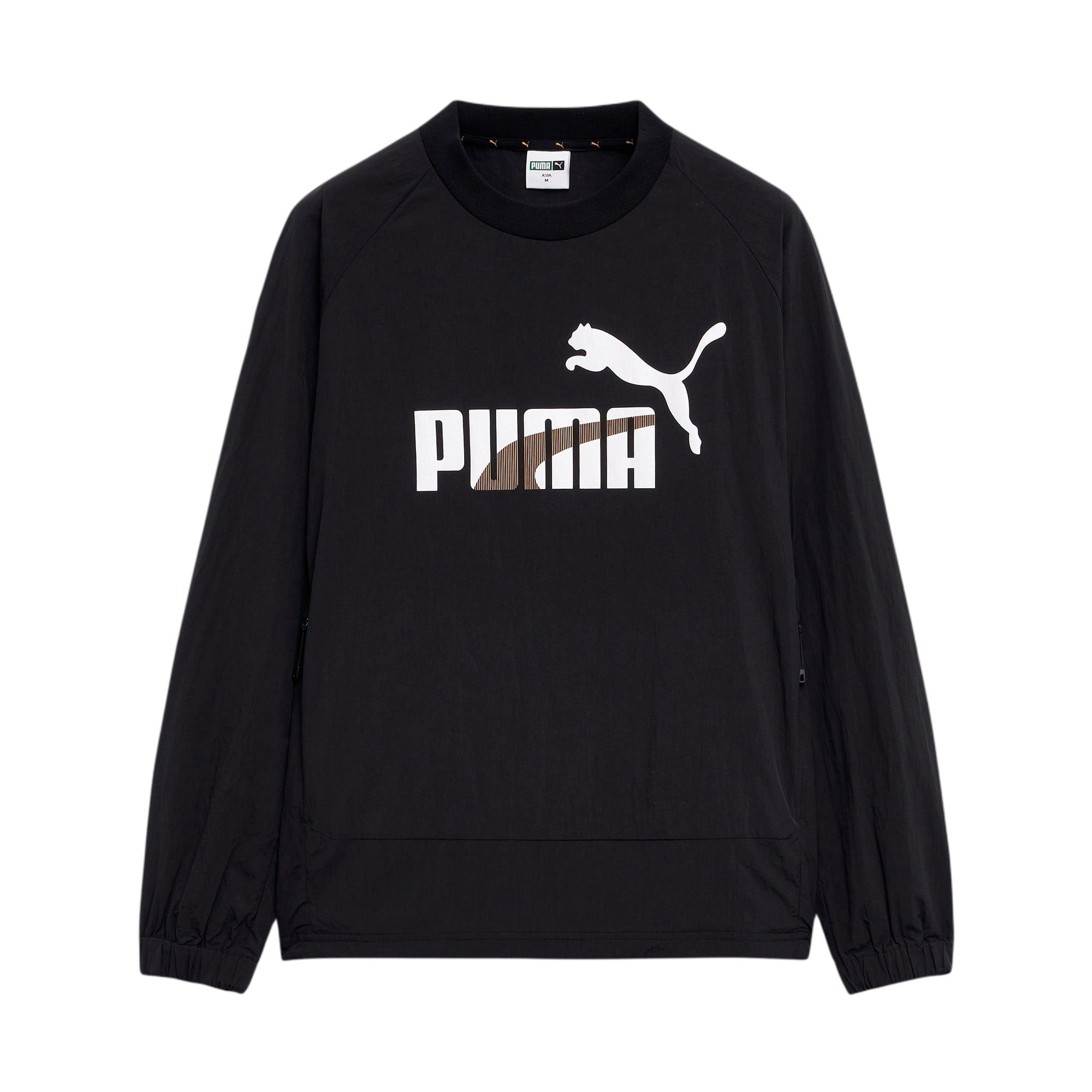 Puma Archive Statement SMU Woven Letter Print Black Crewneck Sweatshirt 941043-01
