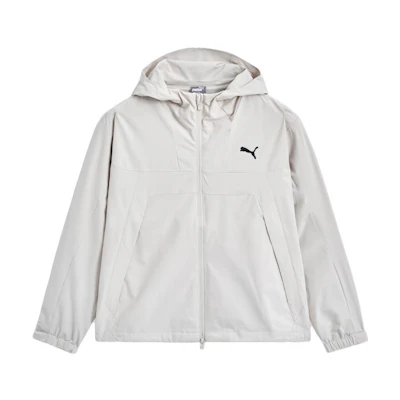 Puma AShield Windbreaker Jacket Gray White Full-Zip Hoodie 940047-03