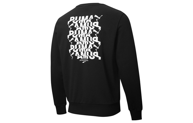 Puma Avenir Logo Print Crewneck Sweatshirt Black Casual Sportswear 530019-01
