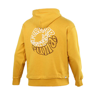 Puma Back Logo Print Retro Pullover Hoodie Yellow 533038-37