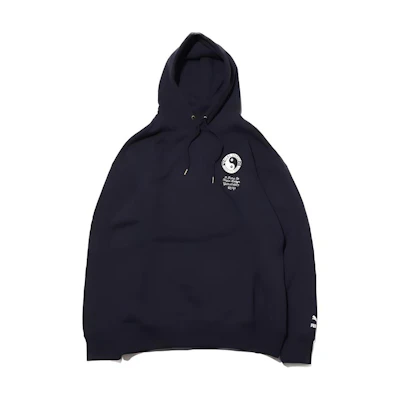 Puma Badge Embroidered Hoodie Unisex Navy Blue 765800-81