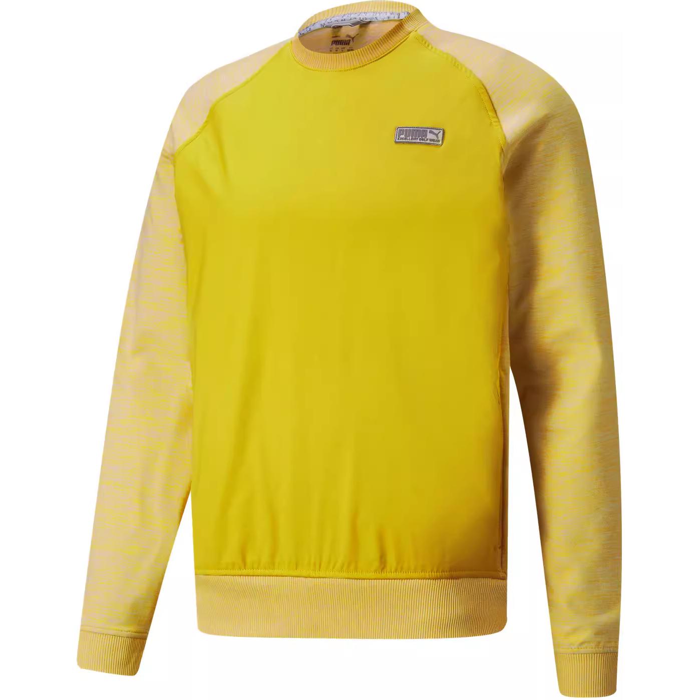 Puma Bamboo Yellow Crewneck Sweatshirt with Logo Patchwork Embroidery 530154-06