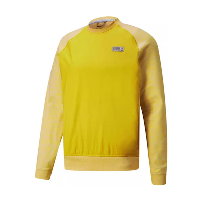 Puma Bamboo Yellow Crewneck Sweatshirt with Logo Patchwork Embroidery 530154-06