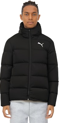 푸마 베이직 다운 재킷 퀼팅 후드 경량 겨울 코트 블랙 남성용. 534936-01 Sizing 푸마 베이직 다운 재킷 퀼팅 후드 경량 겨울 코트 블랙 남성용. 534936-01
