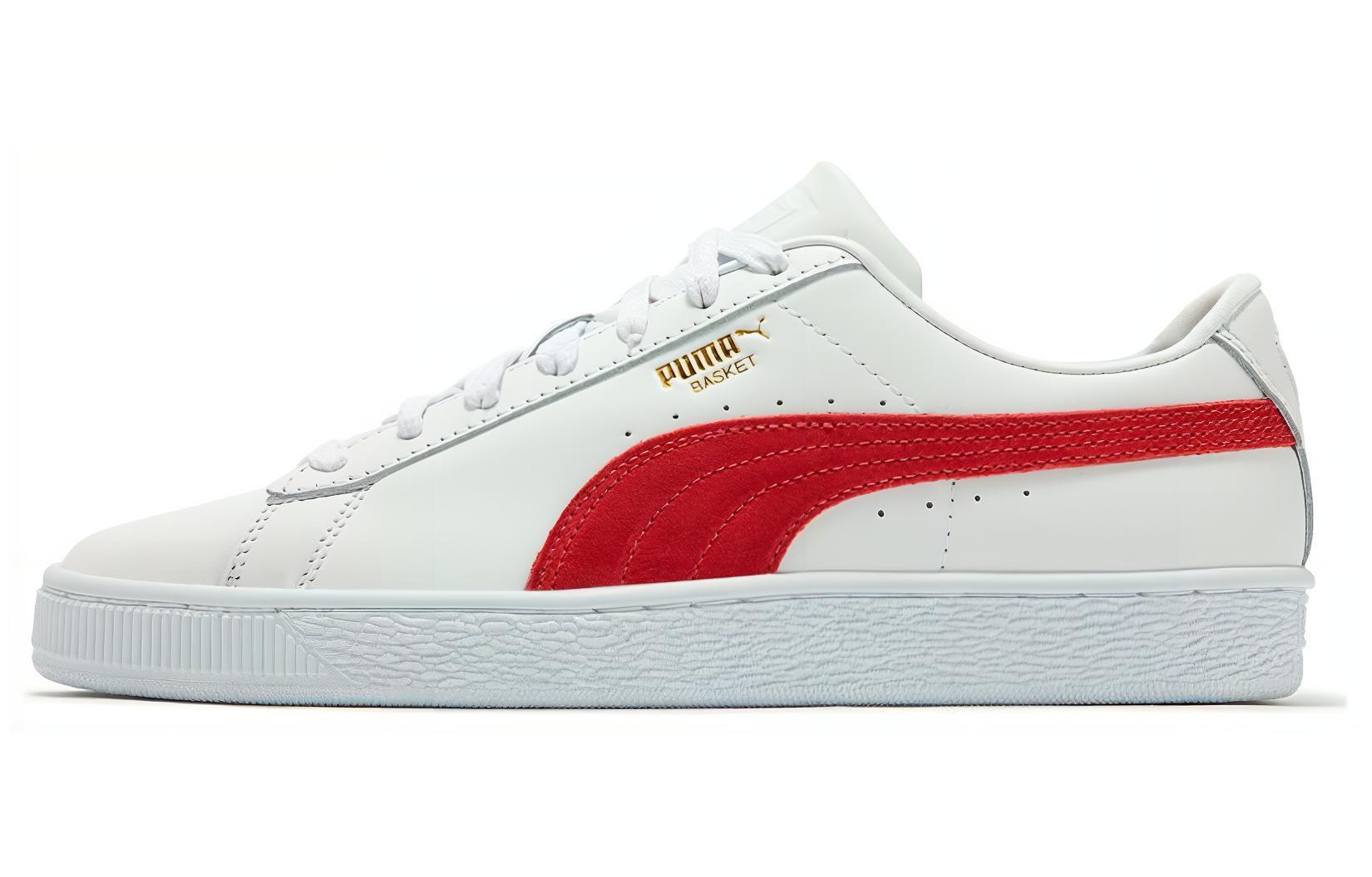 Puma Basket Classic 75Y White/Red Low-Top Sneakers Synthetic Leather. 394338-01 (Shoes)