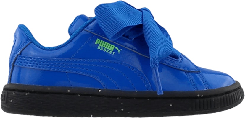 Toddler Puma Basket Heart Iced Glitz Block Plat Blue 366703 02