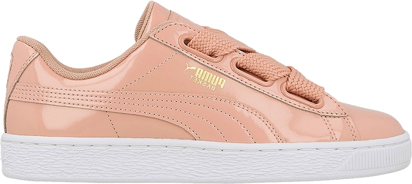 Women Puma Basket Heart Patent Peach Beige 363073 11 363073