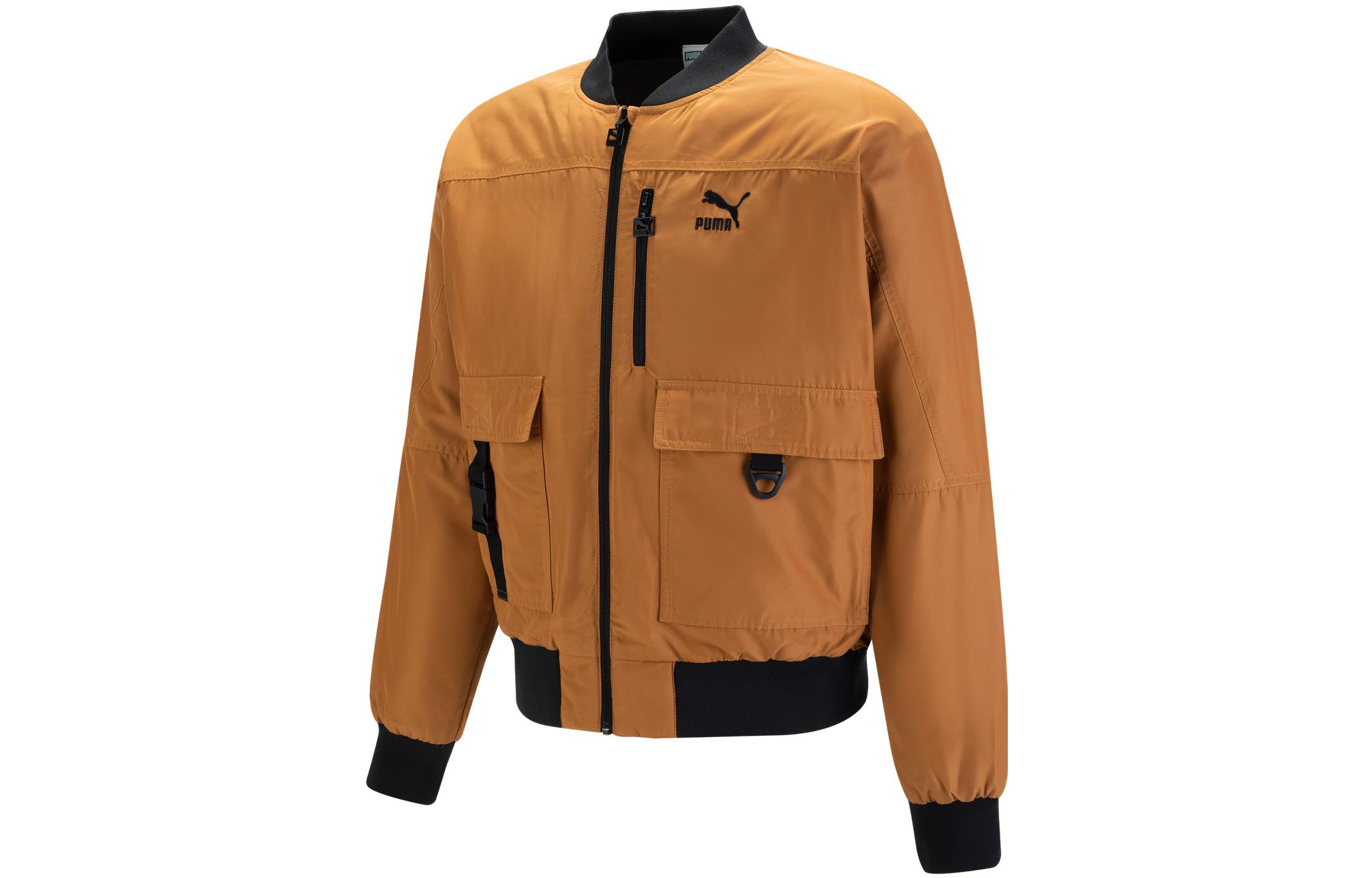 Puma Beige Tactical Utility Jacket with Logo Print and Multiple Pockets 535584-74