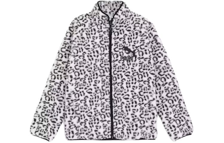 Puma Big Cat Leopard Logo Embroidered White Long-Sleeve Jacket for Men 624875-02
