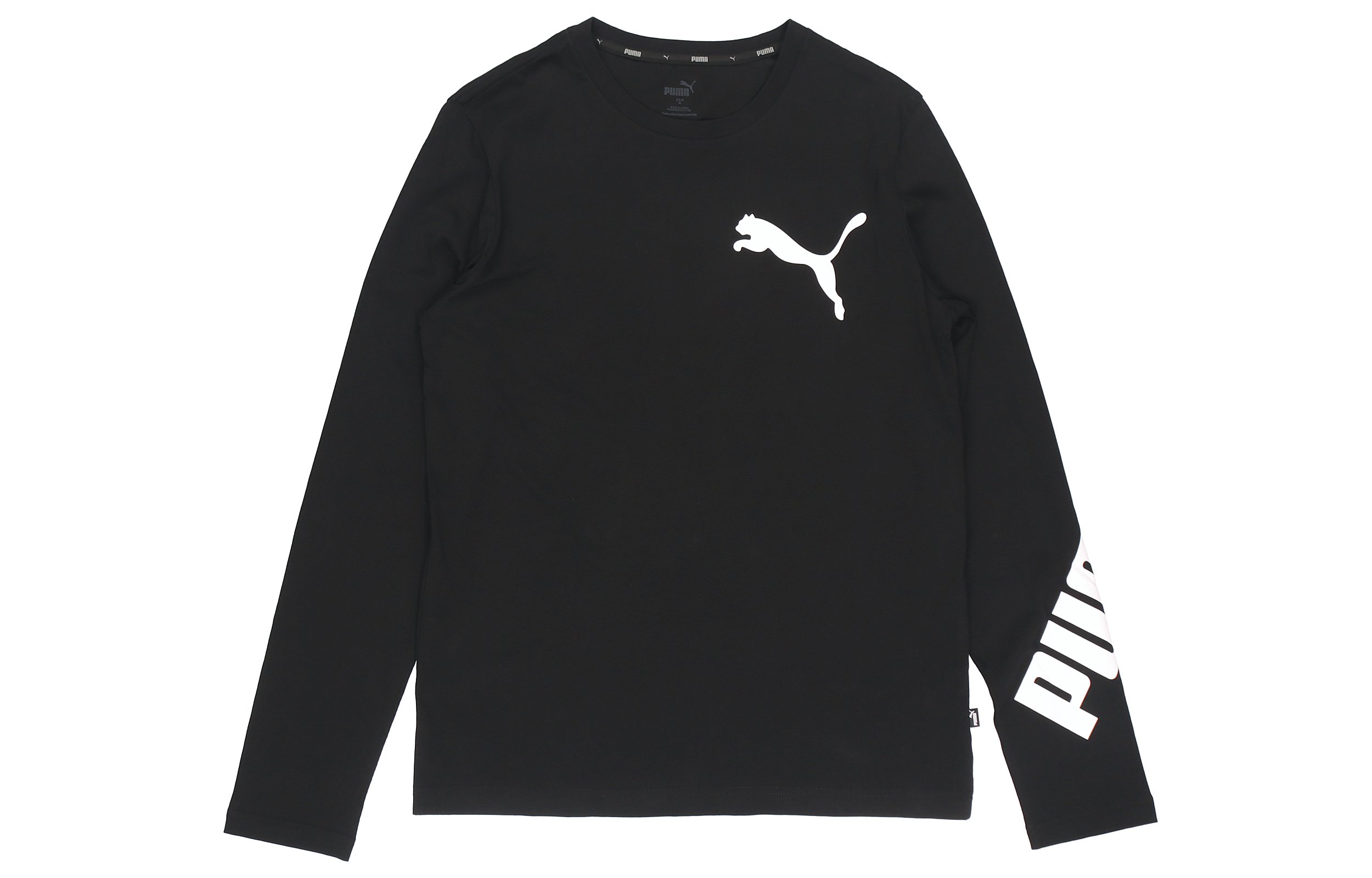 Puma Big Logo Long Sleeve Crewneck T-Shirt Black 845979-01