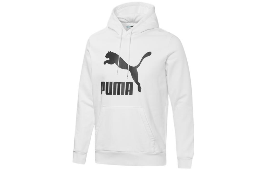 Puma Big Logo Print Pullover Hoodie White Long Sleeve Casual Wear 536742-02