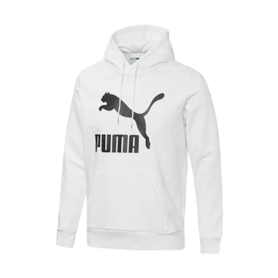 Puma Big Logo Print Pullover Hoodie White Long Sleeve Casual Wear 536742-02