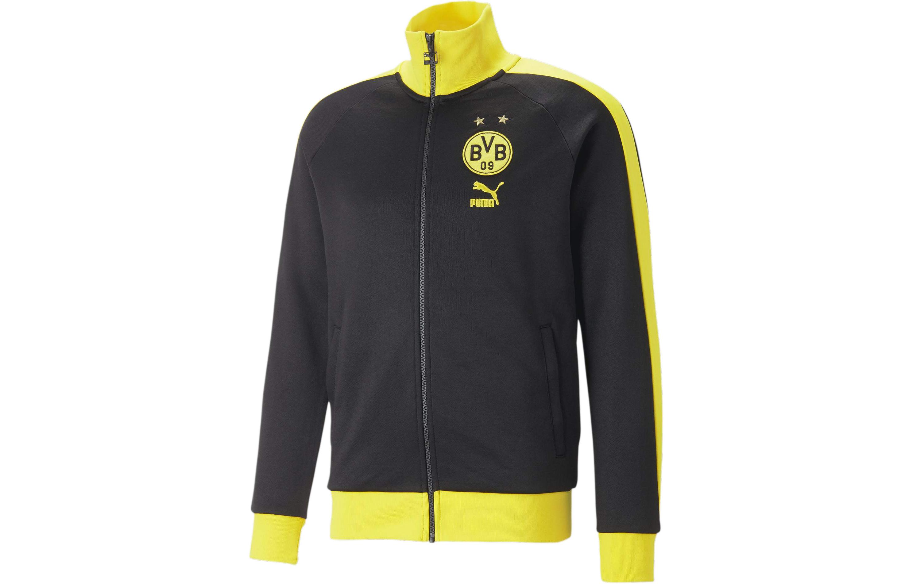 Puma Black-Yellow Retro Colorblock Stand Collar Track Jacket 769573-02