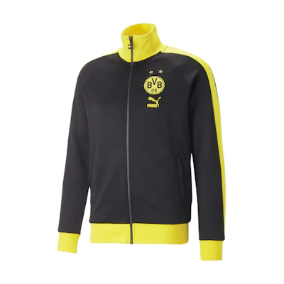 Puma Black-Yellow Retro Colorblock Stand Collar Track Jacket 769573-02
