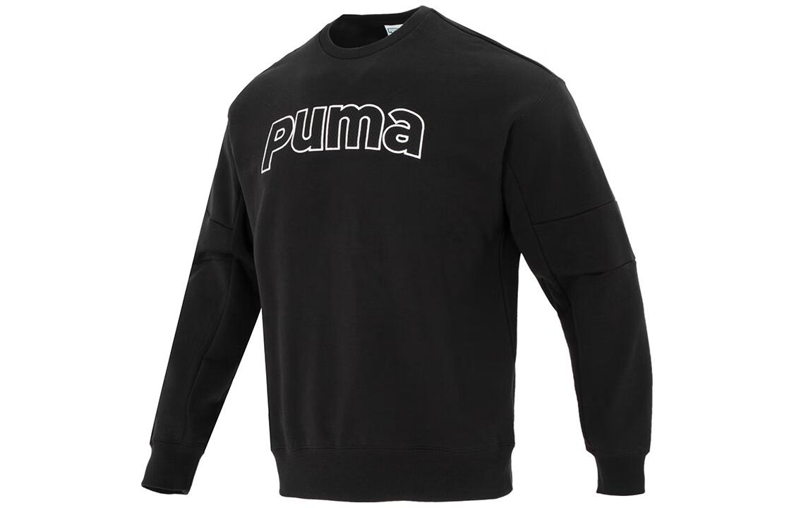 Puma Black Casual Breathable Crewneck Pullover Sweatshirt with Logo Print 623427-01