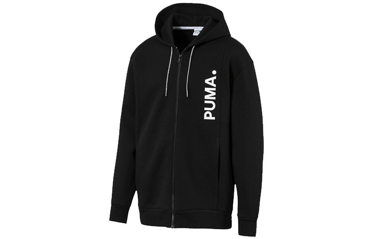 Puma Black Casual Hooded Jacket with Letter Print 57800001