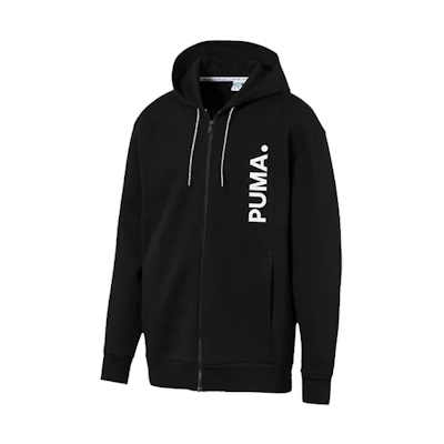 Puma Black Casual Hooded Jacket with Letter Print 57800001