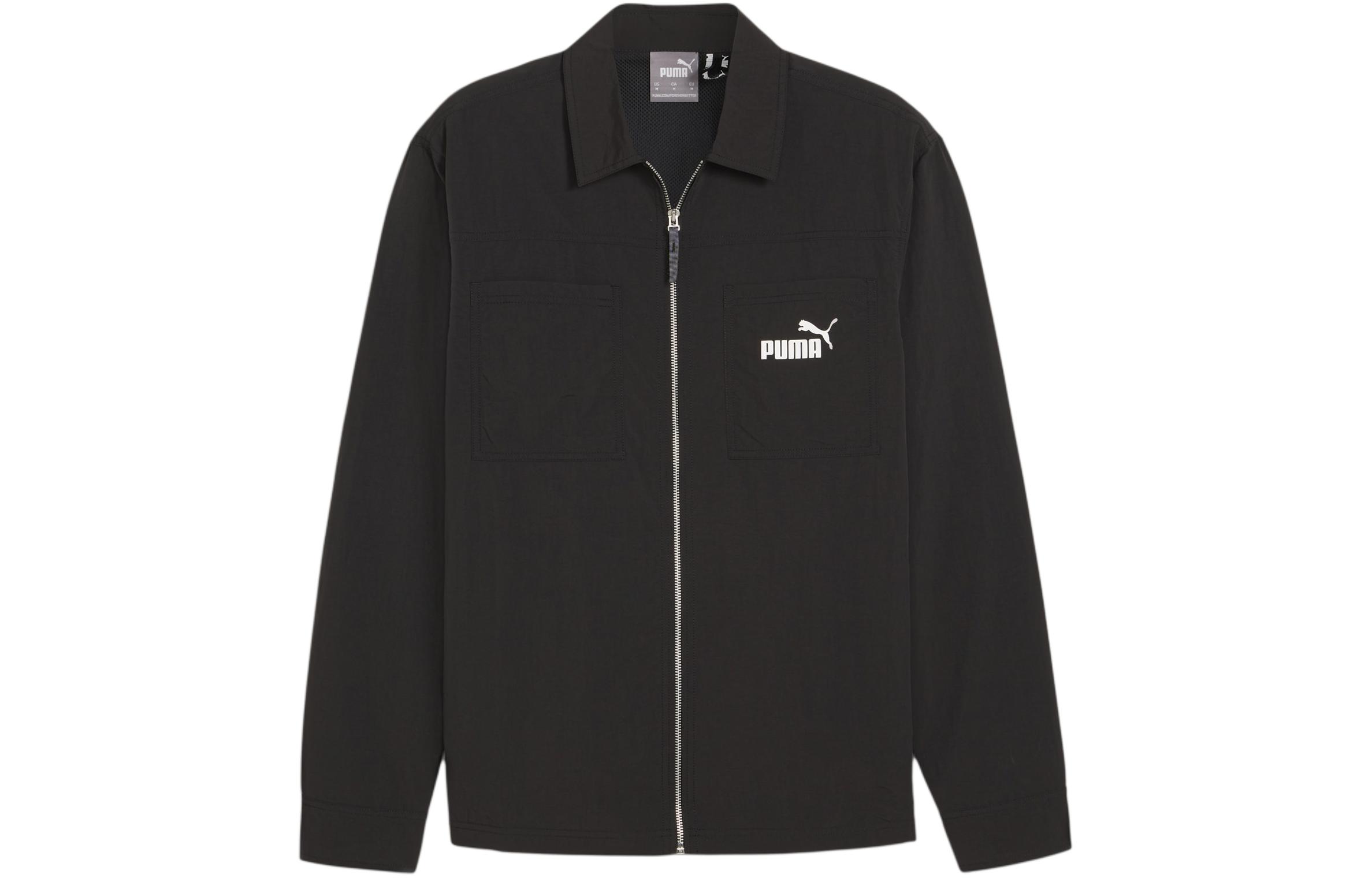 Puma Black Casual Long-Sleeve Shirt Jacket with Collar 623681-01