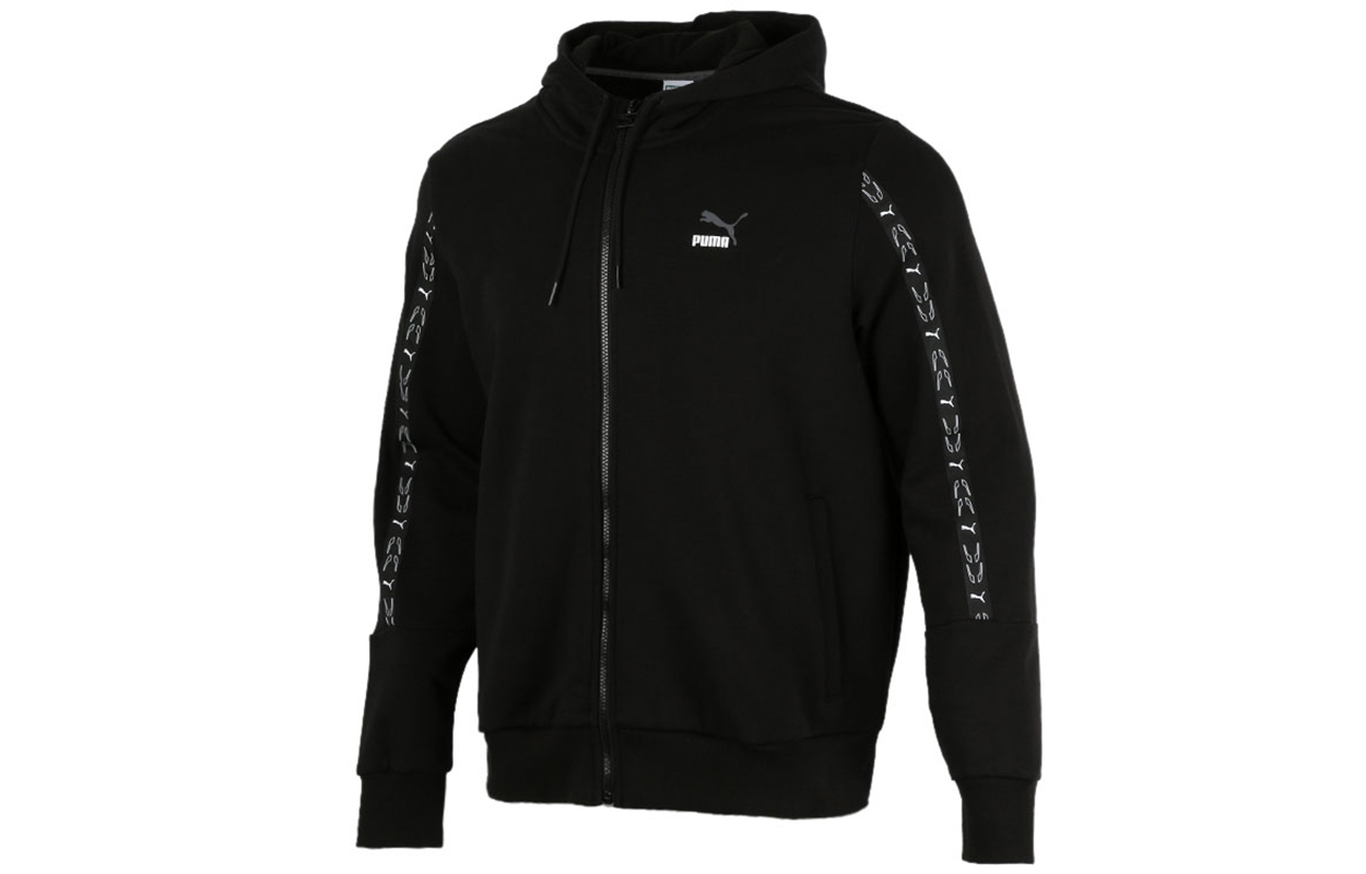 Puma Black Casual Sports Hooded Jacket with Tape Design 531071-01