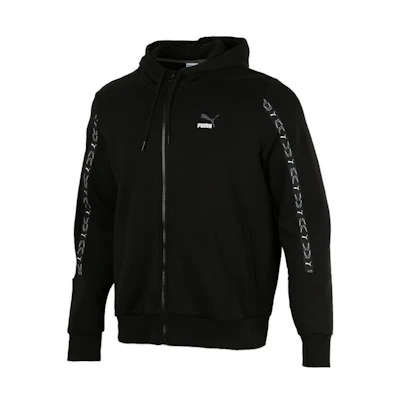Puma Black Casual Sports Hooded Jacket with Tape Design 531071-01