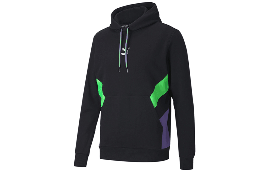 Puma Black Color-Block Logo Print Pullover Casual Sweatshirt 599279-51