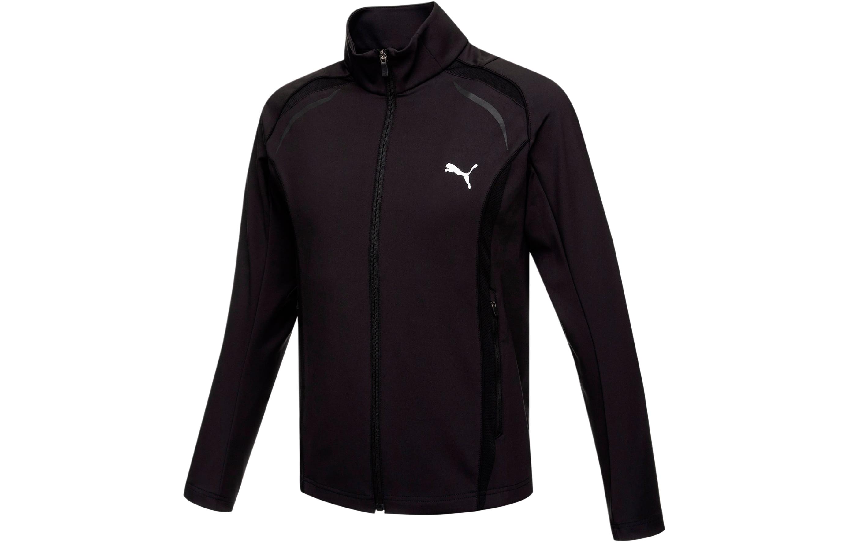 Puma Black Colorblock Logo High Collar Knitted Jacket 933358-01