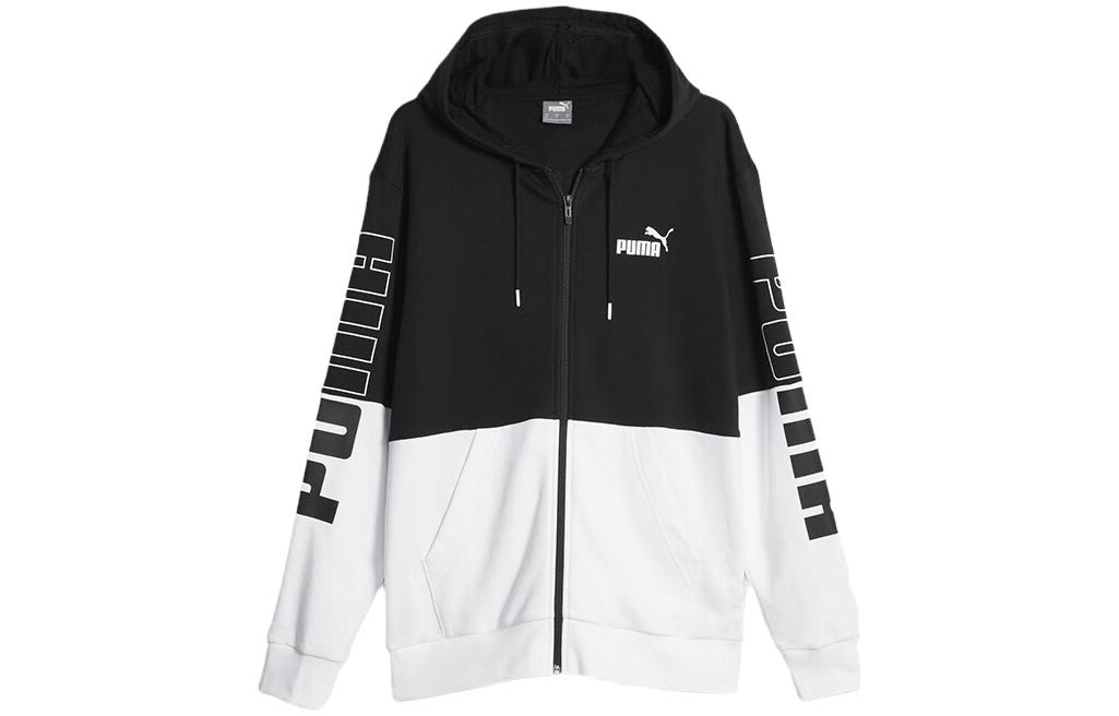 Puma Black Colorblock Logo Print Hooded Woven Jacket 679606-01