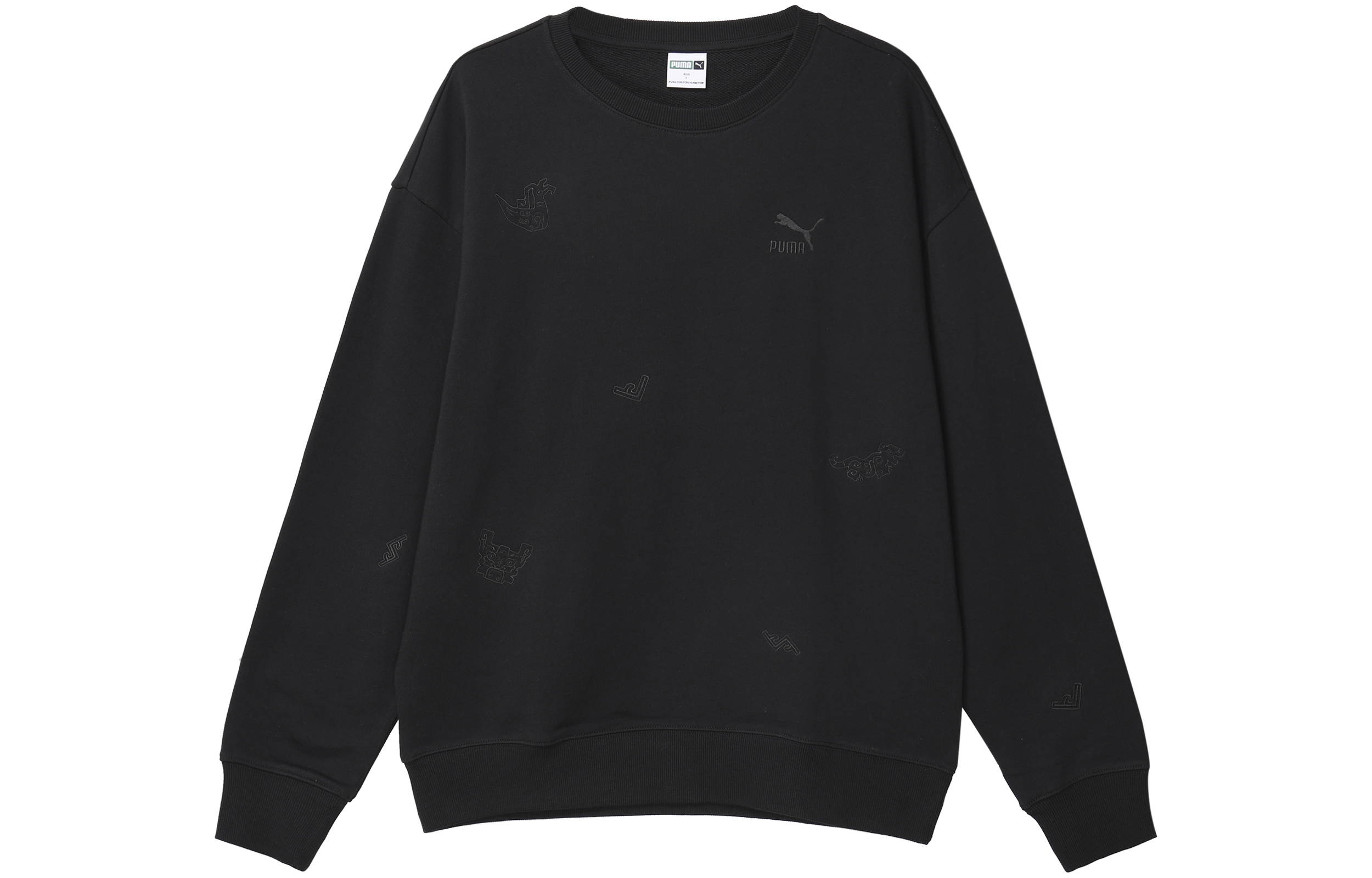 Puma Black Crewneck Printed Breathable Long Sleeve Sweatshirt Unisex Casual 625253-01