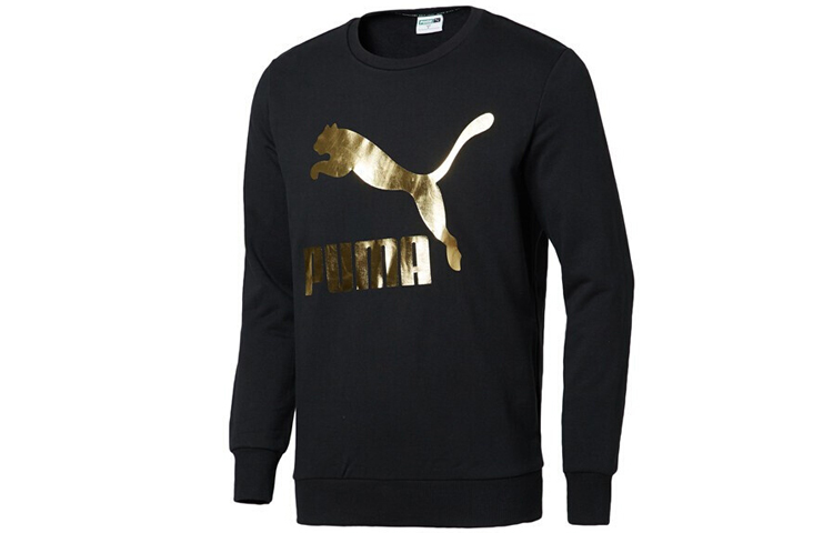 Puma Black Crewneck Sweatshirt with Gold Foil Print Design 595892-51