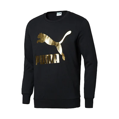 Puma Black Crewneck Sweatshirt with Gold Foil Print Design 595892-51