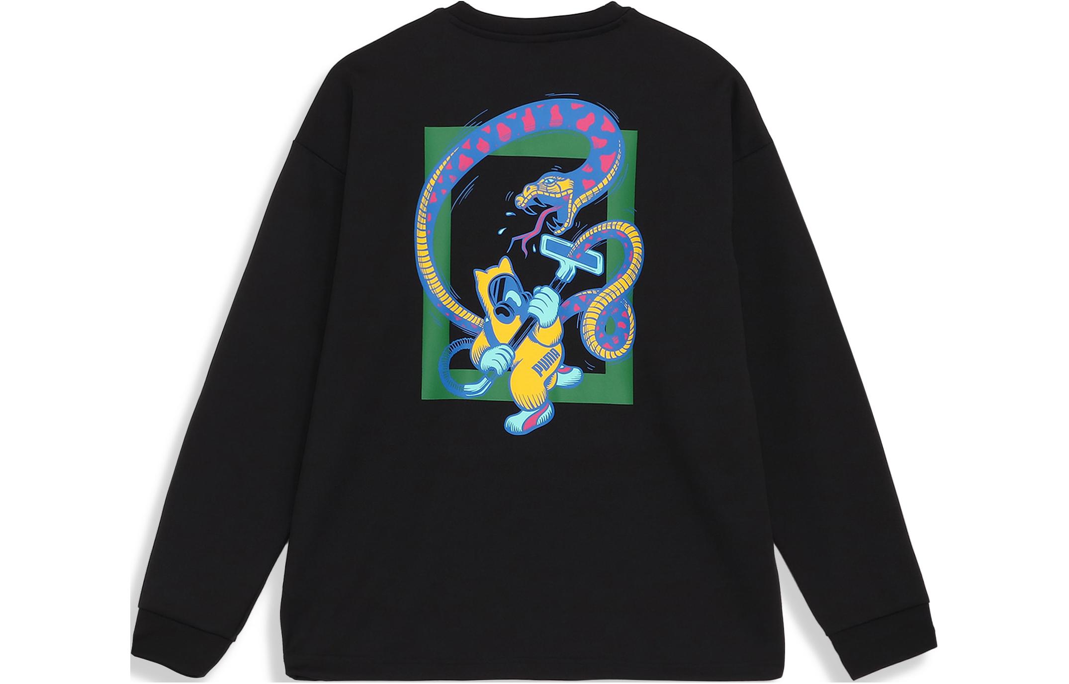Puma Black Crewneck Sweatshirt with Graphic Logo Print Casual Style 623033-01