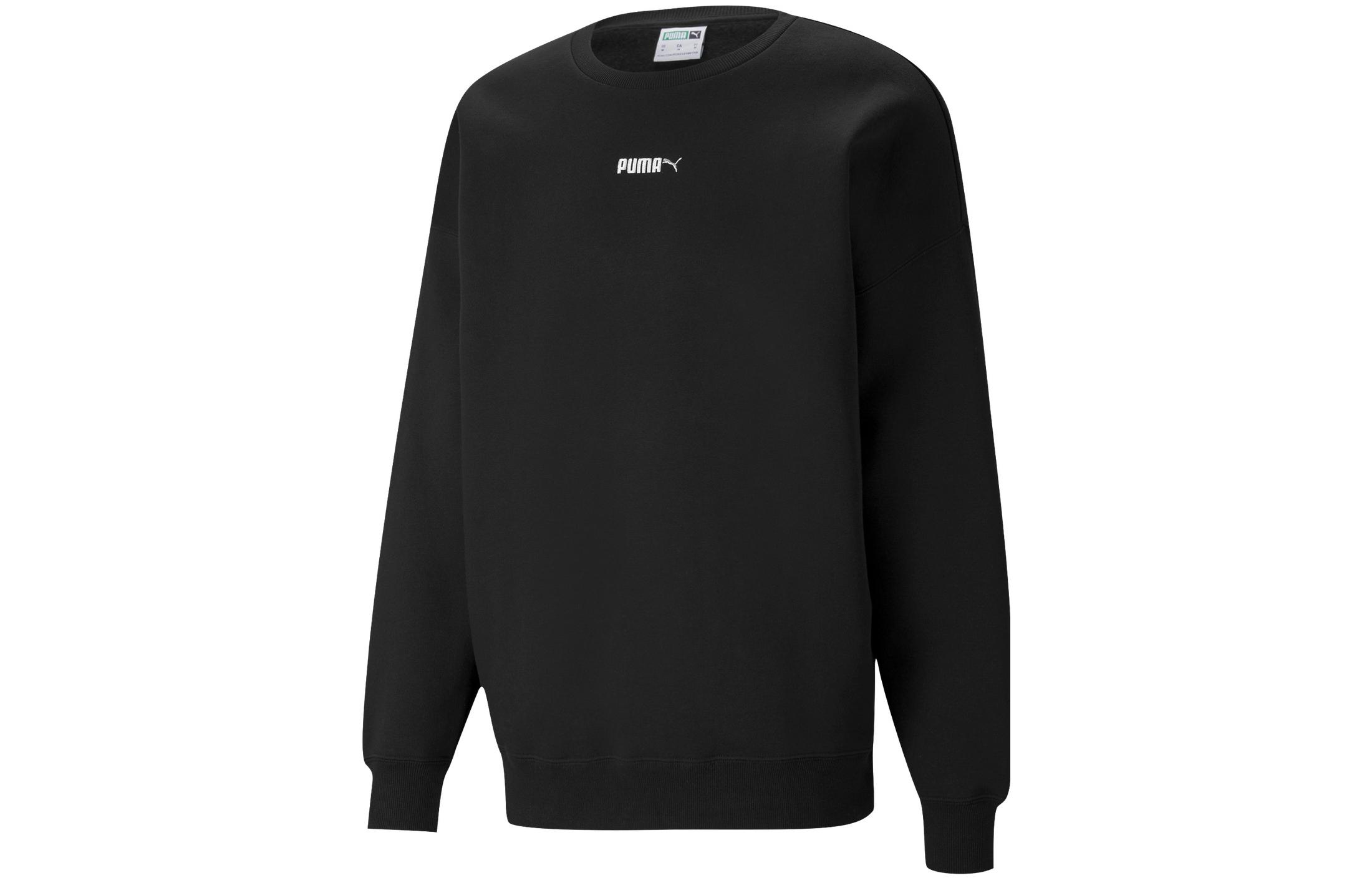 Puma Black Embroidered Logo Crewneck Pullover Sweatshirt Long Sleeve 534365-01