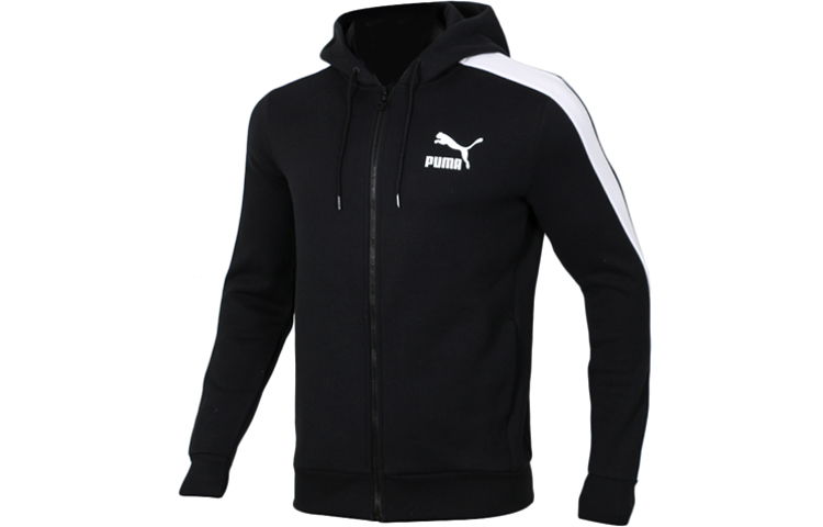 Puma Black Fleece-Lined Knitted Hoodie Jacket for Casual Sports 577585-01