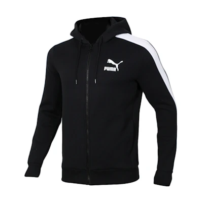 Puma Black Fleece-Lined Knitted Hoodie Jacket for Casual Sports 577585-01