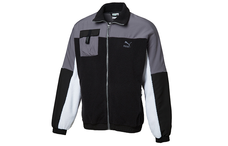 Puma Black Fleece Jacket with Multiple Pockets and Collar 596731-01