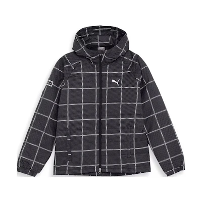 Puma Black Full-Print Checkered Logo Embroidered Zip Hoodie Jacket 624906-01