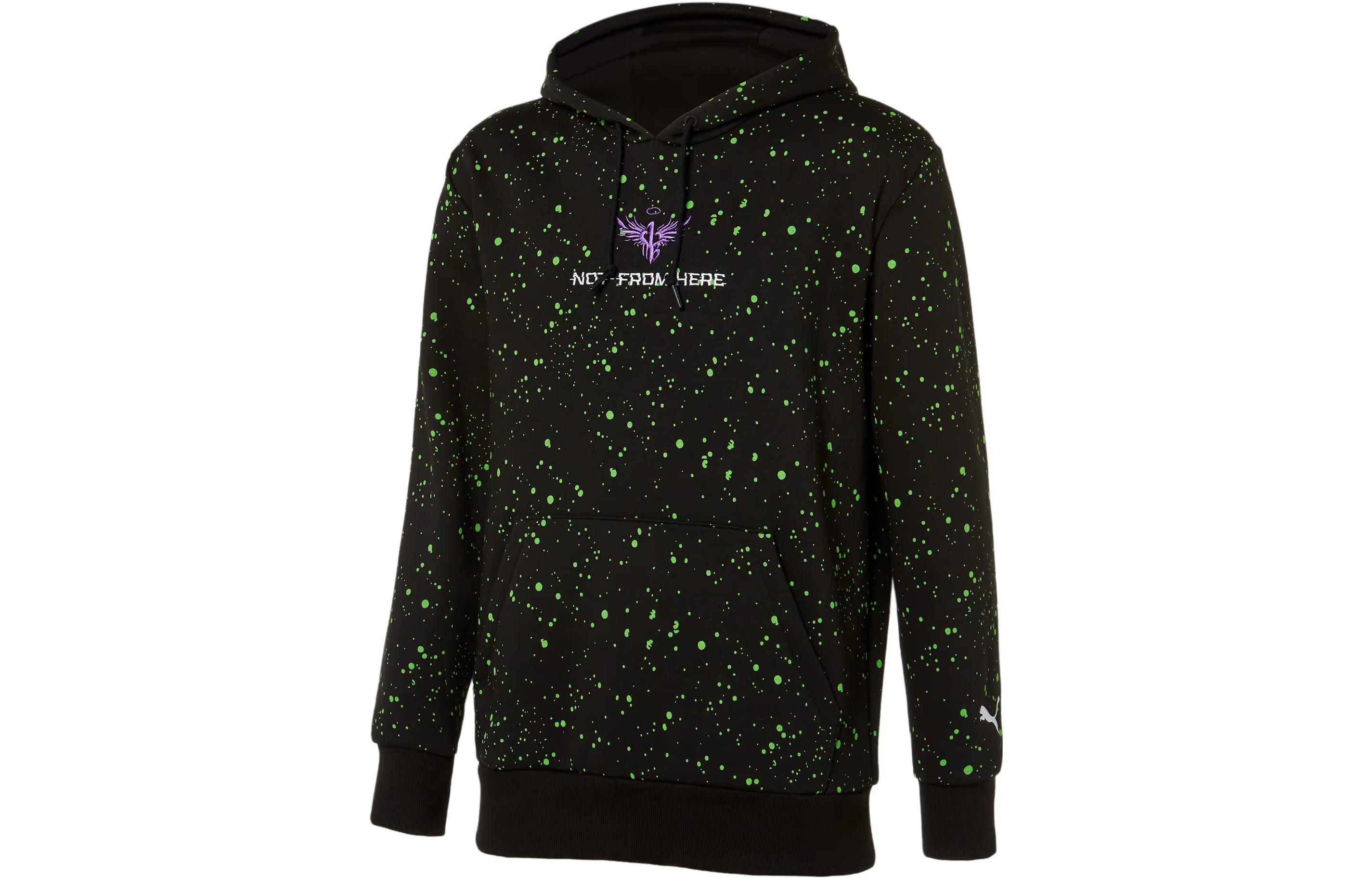 Puma Black Full-Print Hoodie Long-Sleeve Casual Sweatshirt 537088-01