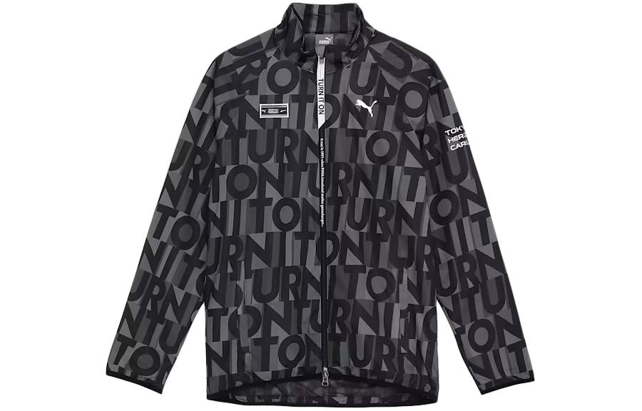Puma Black Full-Zip Jacket with Letter Print and Stand Collar 624901-04