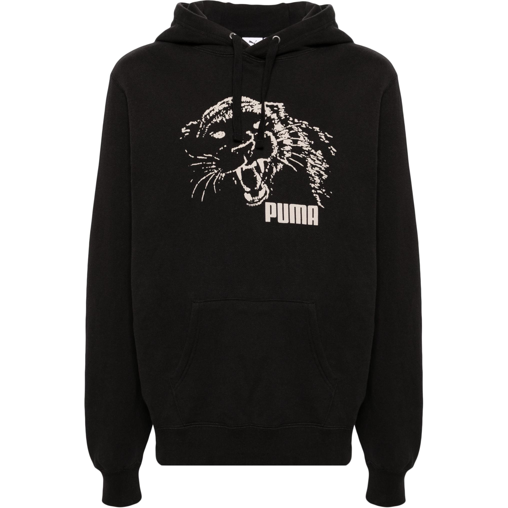 Puma Black Graphic Print Hoodie Long Sleeve Slim Fit 623872-01