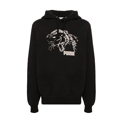 Puma Black Graphic Print Hoodie Long Sleeve Slim Fit 623872-01