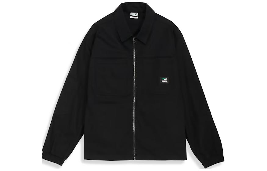 Puma Black Graphic Print Zip-Up Long-Sleeve Jacket with Dual Pockets 623031-01