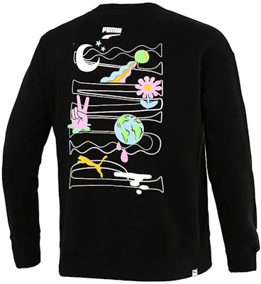 Puma Black Graphic Pullover Knit Sweatshirt for Sports Training 533037-01 Buy Puma Black Graphic Pullover Knit Sweatshirt for Sports Training 533037-01