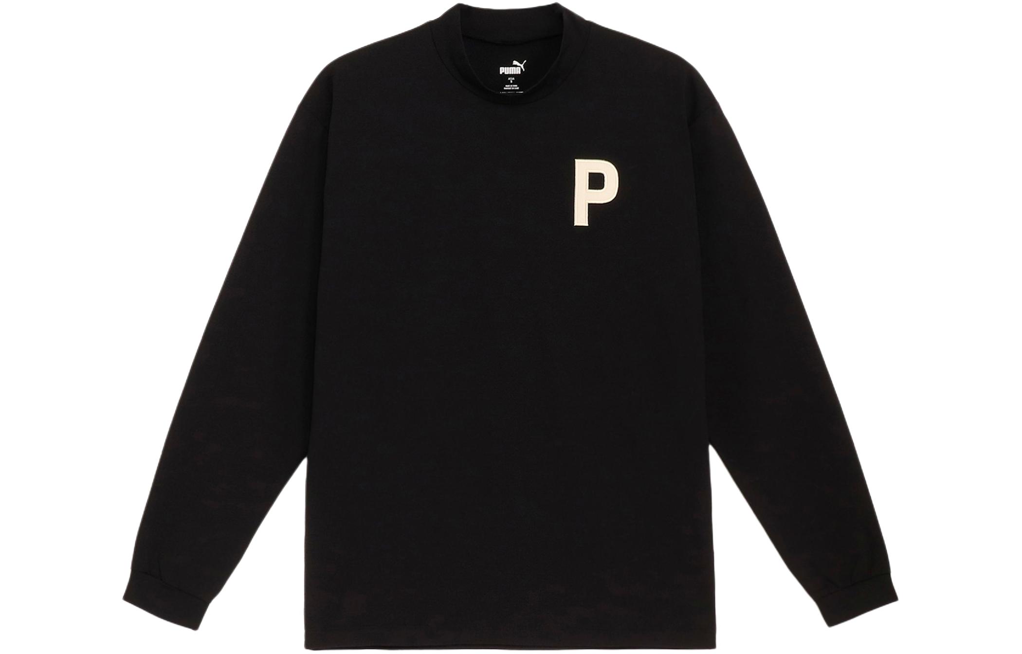 Puma Black Half-Turtleneck Pullover Sweatshirt with Letter Print 624881-01