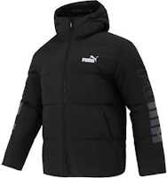 Puma Black Hooded Down Jacket with Letter Print Casual Design 678720-01 Puma Black Hooded Down Jacket with Letter Print Casual Design 678720-01